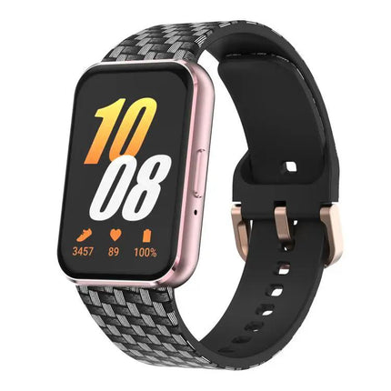 Silicone Watch Band Samsung Galaxy Fit3 Gold Buckle