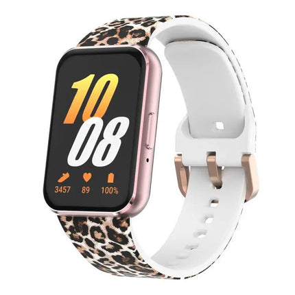 Silicone Watch Band Samsung Galaxy Fit3 Gold Buckle