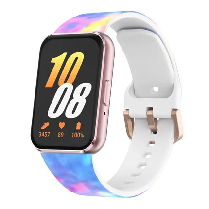 Silicone Watch Band Samsung Galaxy Fit3 Gold Buckle