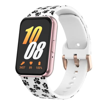 Silicone Watch Band Samsung Galaxy Fit3 Gold Buckle