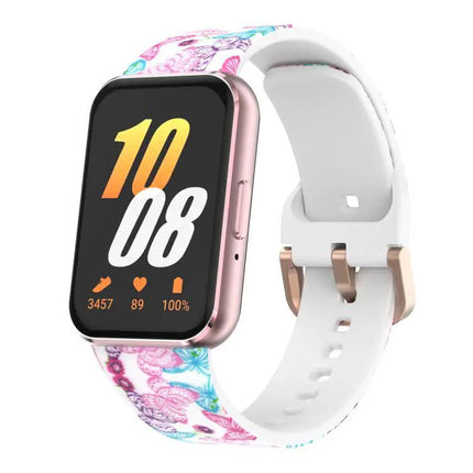 Silicone Watch Band Samsung Galaxy Fit3 Gold Buckle