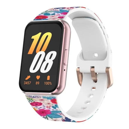 Silicone Watch Band Samsung Galaxy Fit3 Gold Buckle