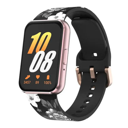 Silicone Watch Band Samsung Galaxy Fit3 Gold Buckle
