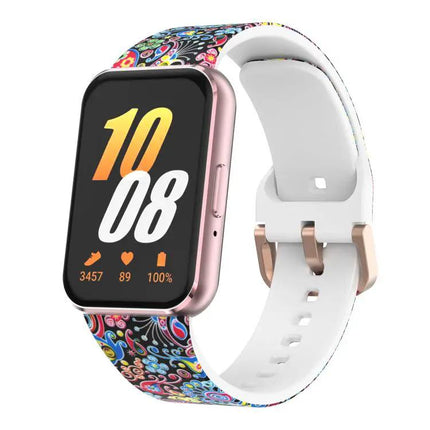 Silicone Watch Band Samsung Galaxy Fit3 Gold Buckle
