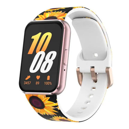 Silicone Watch Band Samsung Galaxy Fit3 Gold Buckle