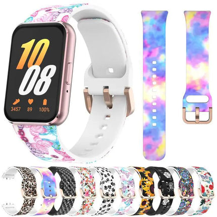 Silicone Watch Band Samsung Galaxy Fit3 Gold Buckle