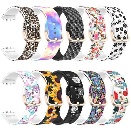 Silicone Watch Band Samsung Galaxy Fit3 Gold Buckle