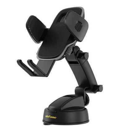 Alt Tag: Ulefone Armor Mount Phone Holder For Car And Desk on dashboard and desk with adjustable PC clamp, durable black phone mount