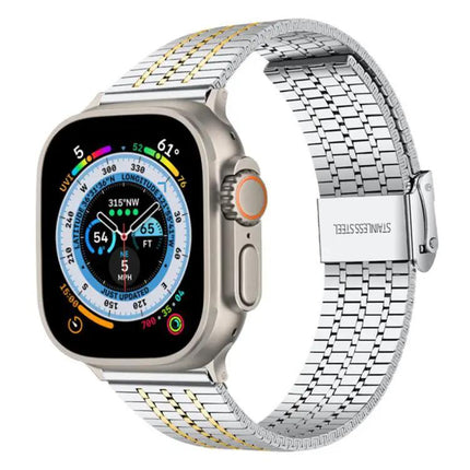 Stainless Steel Apple Watch Band Seven-Bead Buckle 38-49mm | Syndmart