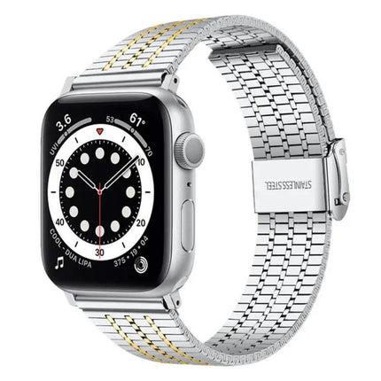 Stainless Steel Apple Watch Band Seven-Bead Buckle 38-49mm | Syndmart