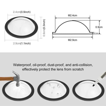Lens Guard Protective Cover Kits for Tesla Vehicles round waterproof camera lens protector with dimensions, dustproof oil-proof anti-collision design