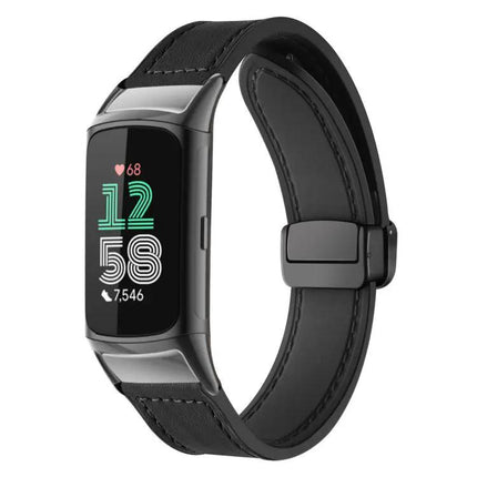 Crazy Horse Magnetic Watch Band For Fitbit Charge 5/6