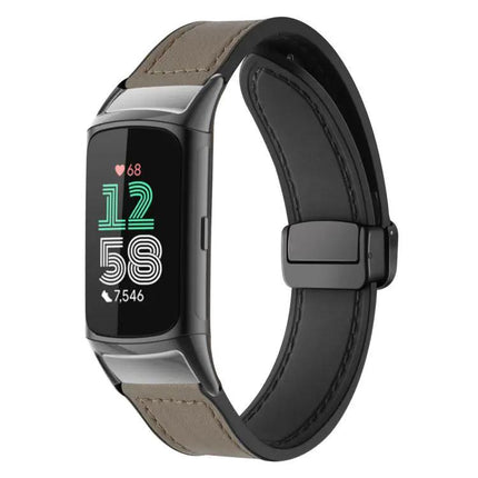 Crazy Horse Magnetic Watch Band For Fitbit Charge 5/6