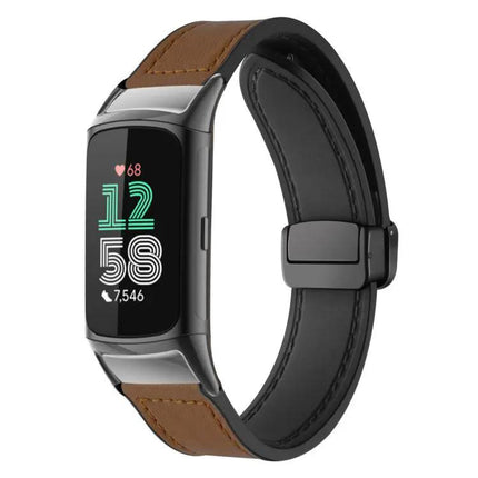 Crazy Horse Magnetic Watch Band For Fitbit Charge 5/6