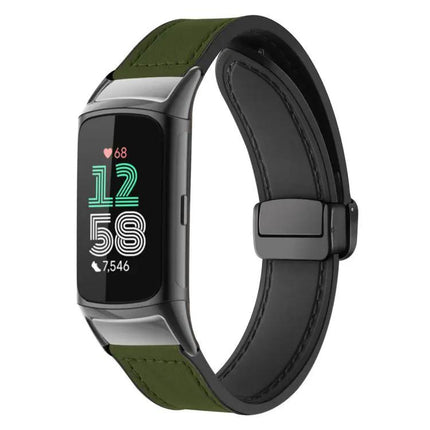 Crazy Horse Magnetic Watch Band For Fitbit Charge 5/6