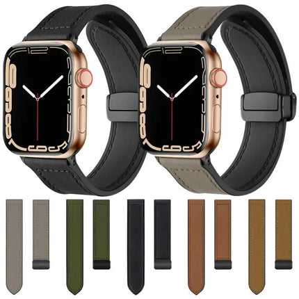 Crazy Horse Pattern Silicone Buckle Apple Watch Band 38-49mm | Syndmart