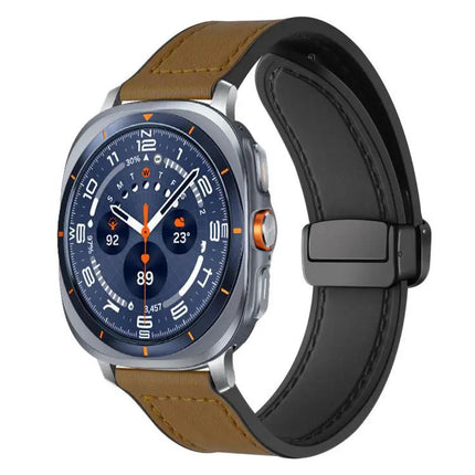 Silicone Leather Magnetic Buckle Watch Band For Galaxy