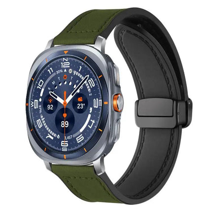 Silicone Leather Magnetic Buckle Watch Band For Galaxy