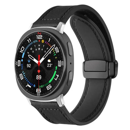 Silicone Leather Magnetic Buckle Watch Band For Galaxy