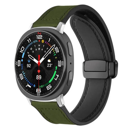 Silicone Leather Magnetic Buckle Watch Band For Galaxy
