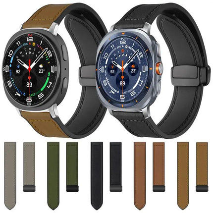 Silicone Leather Magnetic Buckle Watch Band For Galaxy