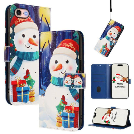 Leather Phone Case With Hand Strap For Everyday Use - festive snowman wallet case with card slots and secure hand strap