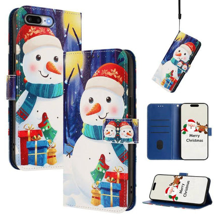 Leather Phone Case With Strap For Daily Essentials - festive snowman PU leather wallet case with stand, cards and adjustable strap
