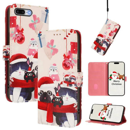 Leather Phone Case With Strap For Daily Essentials - festive cat print PU wallet case with stand, card slots and adjustable strap