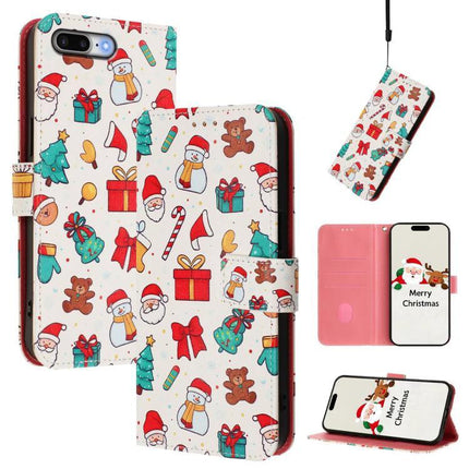 Leather Phone Case With Strap For Daily Essentials - festive Santa gift print PU wallet phone sleeve with stand and card slots