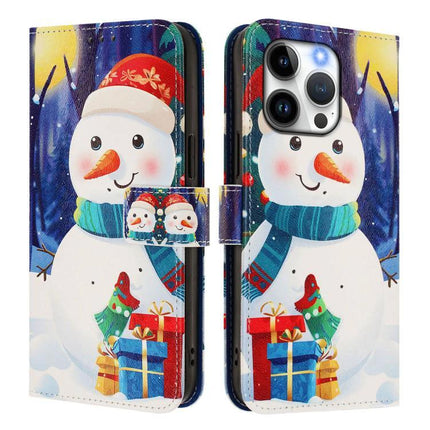 Leather Phone Case With Hand Strap For Everyday Use - festive snowman wallet case with card slots and secure hand strap
