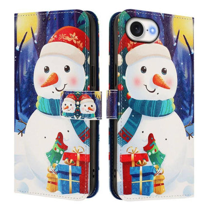 Practical Leather Phone Case With Strap And Card Slots For Everyday Use – festive snowman PU leather wallet case with adjustable hand strap and card slots