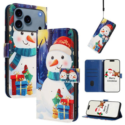 Practical Leather Phone Case With Strap And Card Slots For Everyday Use - festive snowman wallet case with strap, card slots and stand