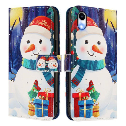Leather Phone Case With Strap For Daily Essentials - festive snowman PU leather wallet sleeve with stand and adjustable strap