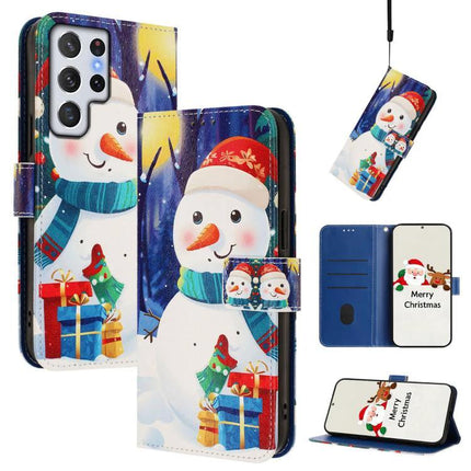 Leather Phone Case With Hand Strap For Everyday Use And Card Wallet Slim Profile — festive snowman wallet phone case with stand and card slots