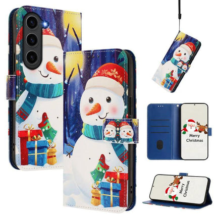 Leather Phone Case With Hand Strap For Daily Use - festive snowman wallet case with 3 card slots and wrist strap