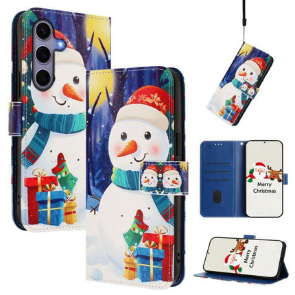 Leather Phone Case With Strap For Daily Carry Protects Your Phone On Commutes And Errands Christmas snowman wallet case with card slots and hand strap