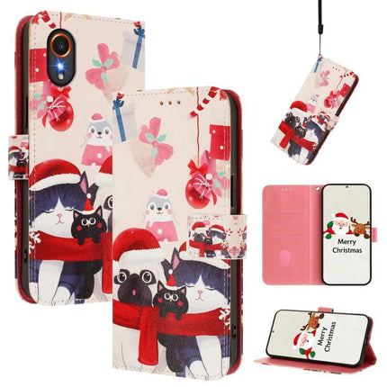 Leather Phone Case With Strap For Everyday Carry - festive cat and pug printed PU wallet case with card slots, strap, and stand