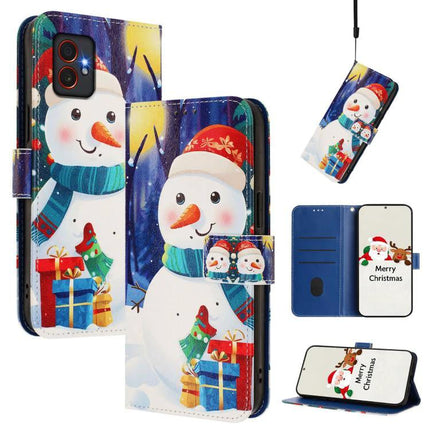 Leather Phone Case With Strap For Everyday Carry featuring festive snowman wallet design with card slots and stand
