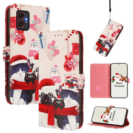 Leather Phone Case With Strap For Everyday Carry - festive cat & pug print PU wallet case with card slots, strap, and kickstand