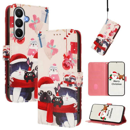 Leather Phone Case With Strap For Samsung, Everyday Convenience For Easy Carrying And Protection - festive cat print wallet case with card slots and stand