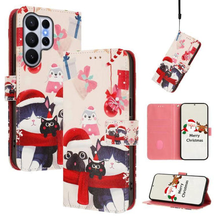 Leather Phone Case With Strap For Samsung, Everyday Convenience For Easy Carrying And Protection - pink holiday cat wallet case with strap, card slots, stand