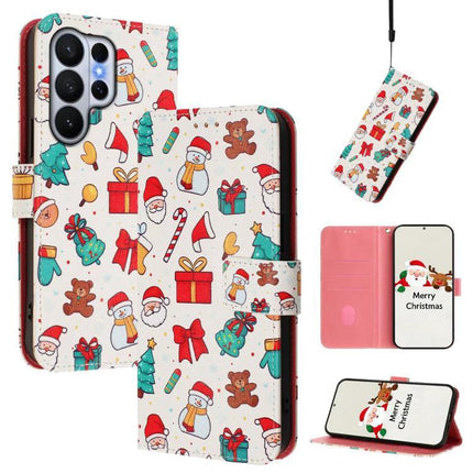 Leather Phone Case With Strap For Samsung, Everyday Convenience For Easy Carrying And Protection - festive Santa print wallet case with strap, card slots