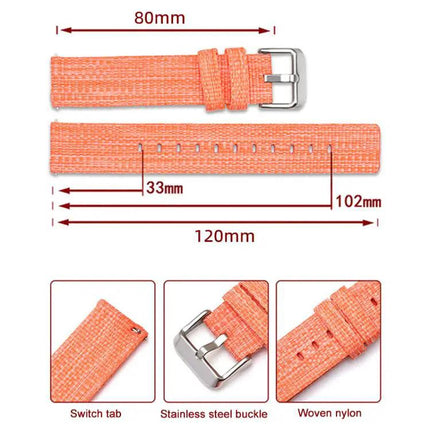 Xdfind Nylon Canvas Watch Band 18/20/22mm Adjustable