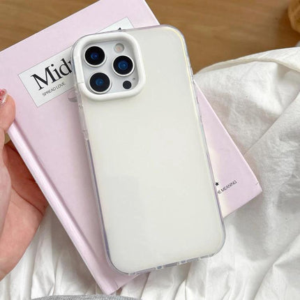 Colorful Phone Case With Candy Gradient For Everyday iPhone Protection showing slim white-backed protective case on iPhone over a pink book