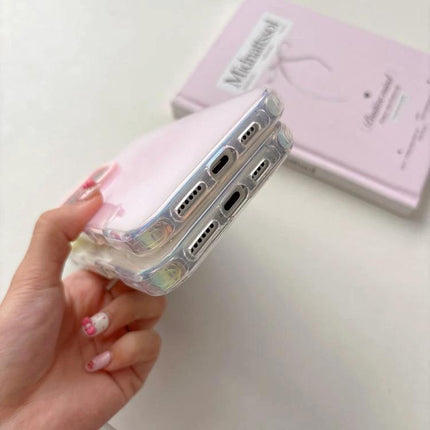 Colorful Phone Case With Candy Gradient For Everyday iPhone Protection, clear slim protective case held showing ports and rounded edges