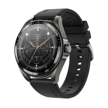 Smart Watch with Earphones for Daily Use and Connectivity - black smartwatch with tiger face dial and silicone strap