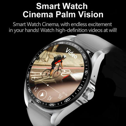 Smart Watch with Earphones for Daily Use and Connectivity - silver smartwatch showing video playback and fitness tracking on screen