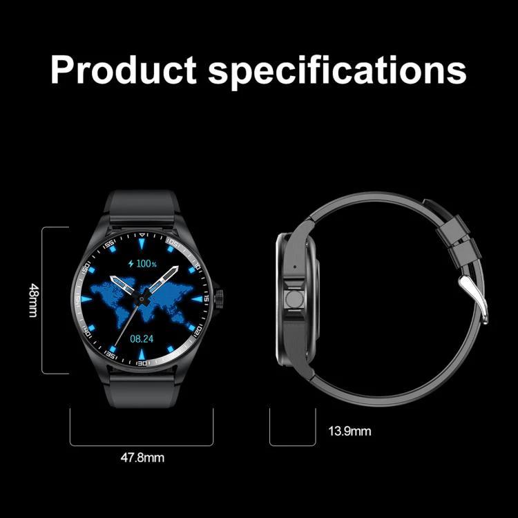 Smart Watch with Earphones for Daily Use and Connectivity - black round smartwatch with earphones, 47.8mm face, 13.9mm thickness, heart rate and Bluetooth