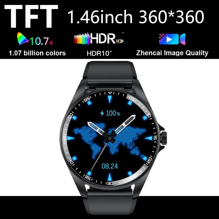Smart Watch with Earphones for Daily Use and Connectivity - 1.46inch TFT smartwatch showing world map watch face, Bluetooth pairing and fitness tracking