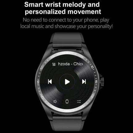 Smart Watch with Earphones for Daily Use and Connectivity showing music playback on watch face and Bluetooth pairing